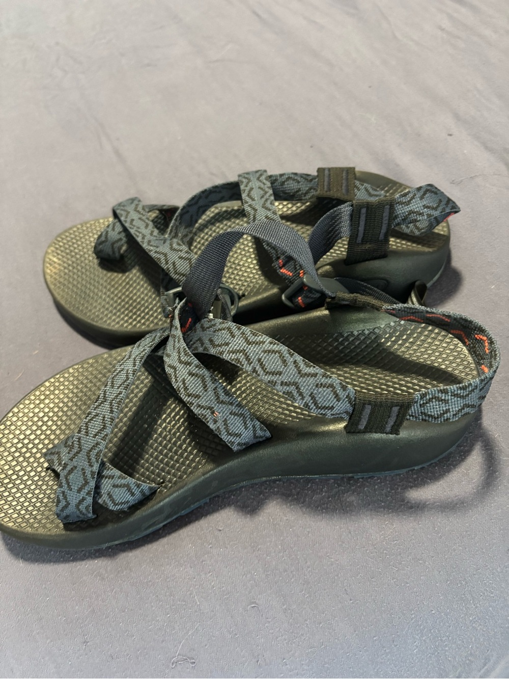 Chaco Men's Sport Sandals in Dark Gray with Patterned Straps - worn once